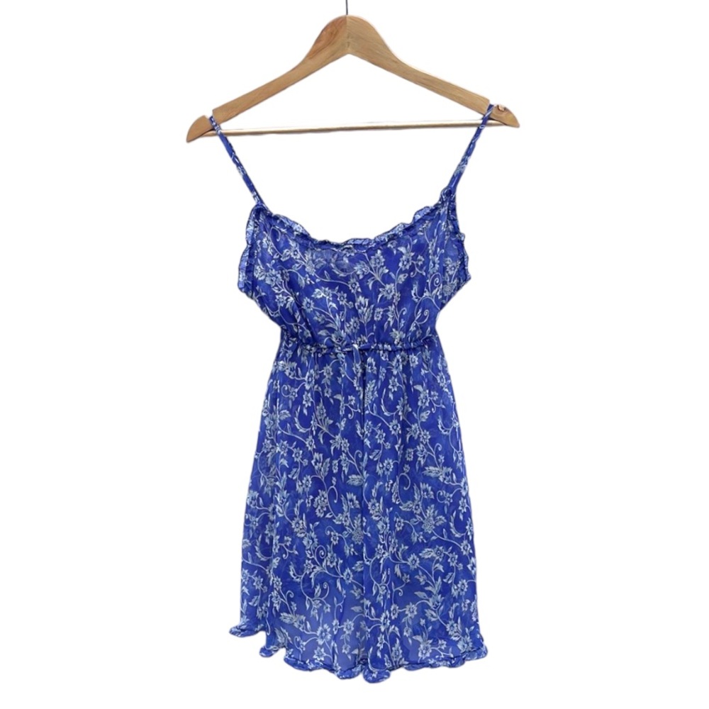 Victoria’s Secret VS Sheer Blue Floral Sleeveless Cami Dress Size Small